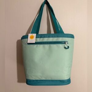 Mint Green Tote Bag with Teal Accents